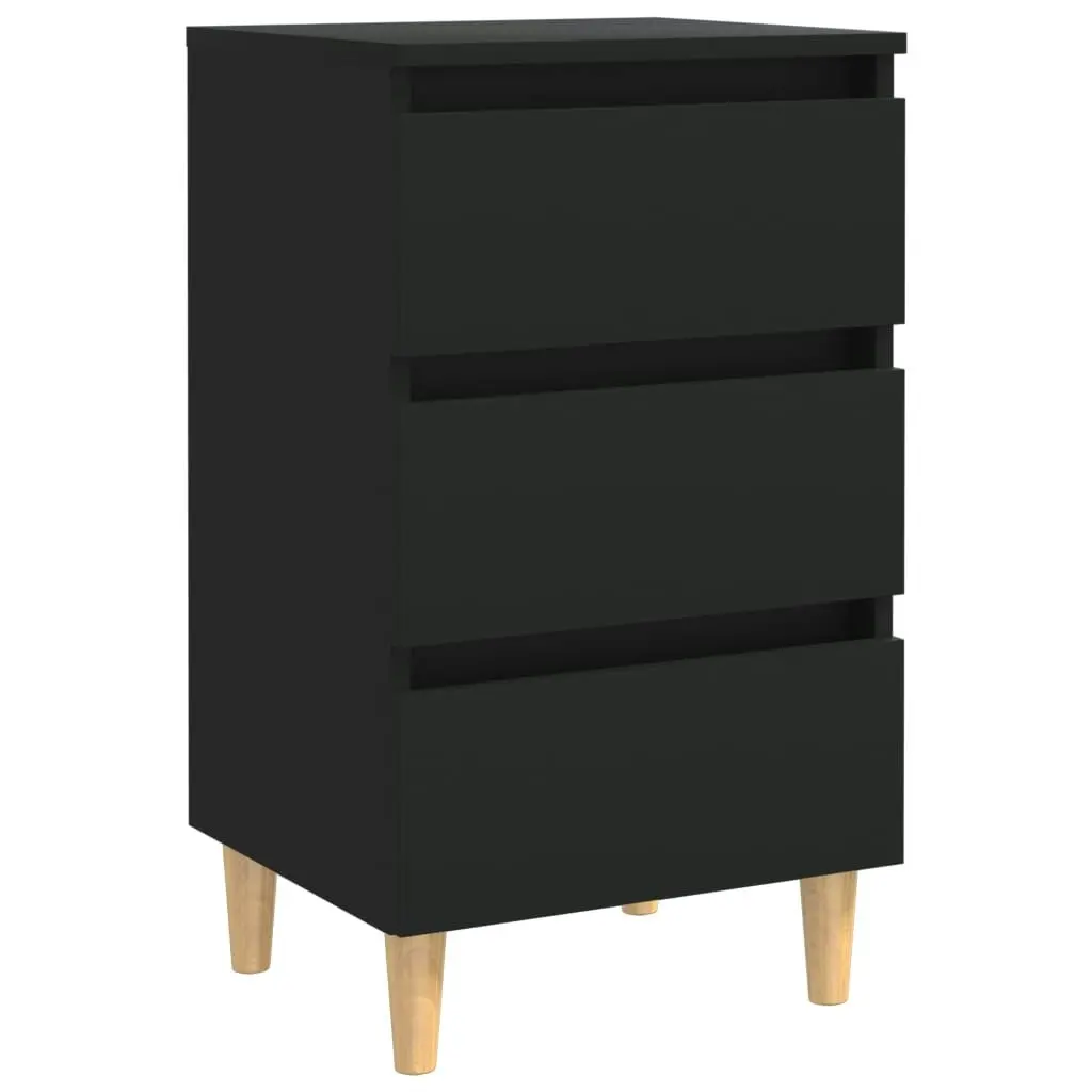 Bed Cabinets with Solid Wood Legs 2 pcs Black 40x35x69 cm 805890