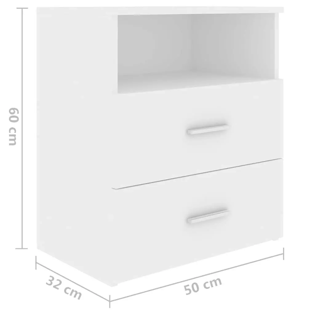 Bed Cabinets 2 pcs White 50x32x60 cm 803273