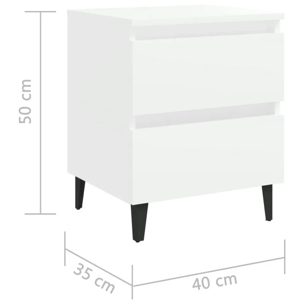 Bed Cabinets 2 pcs White 40x35x50 cm Engineered Wood 805870