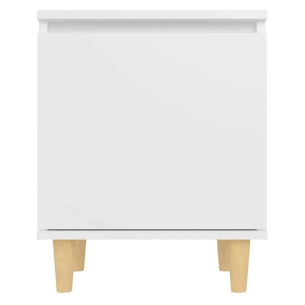 Bed Cabinets with Solid Wood Legs 2 pcs White 40x30x50 cm 805816