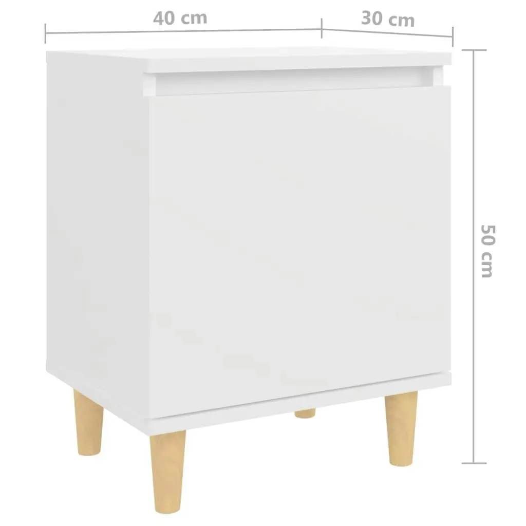 Bed Cabinets with Solid Wood Legs 2 pcs White 40x30x50 cm 805816