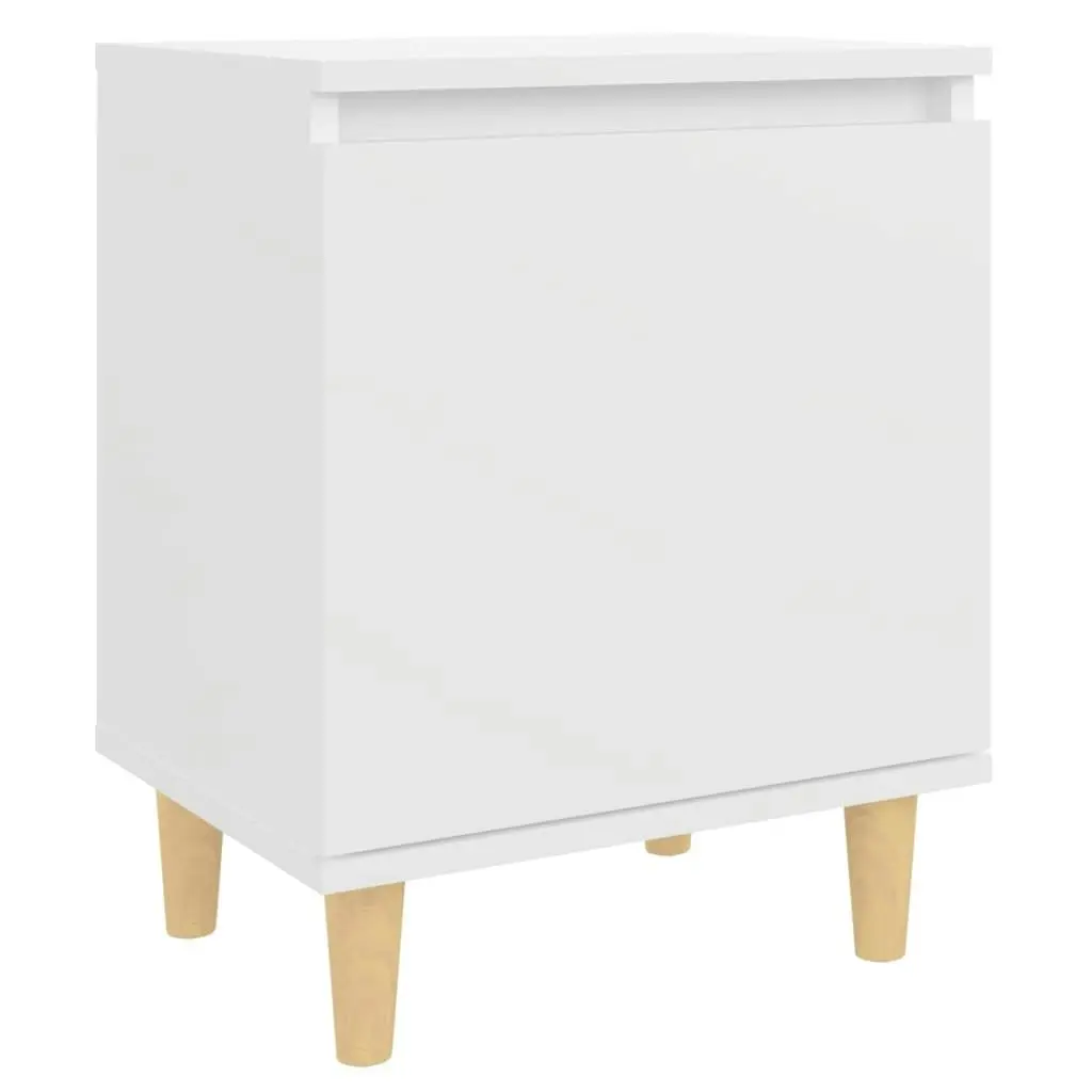 Bed Cabinets with Solid Wood Legs 2 pcs White 40x30x50 cm 805816