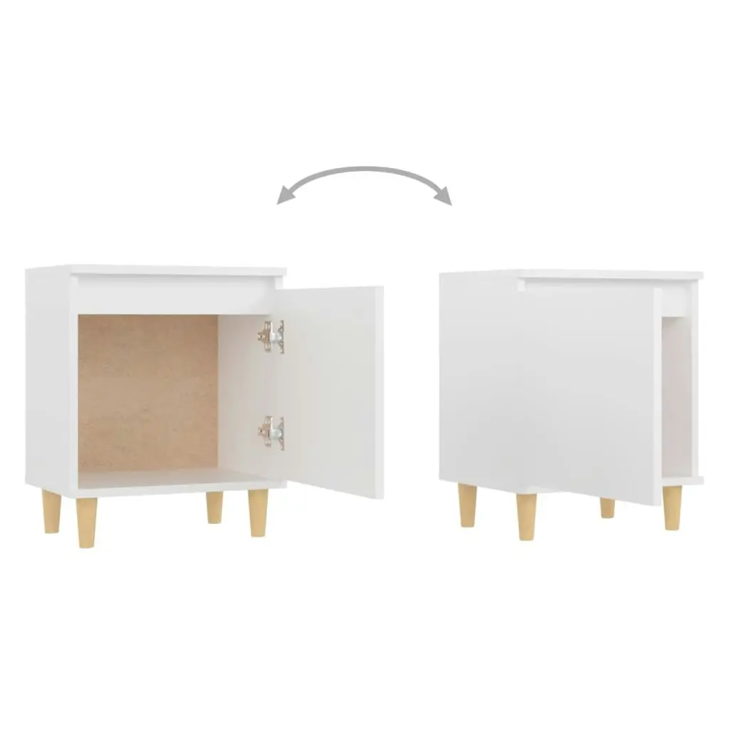 Bed Cabinets with Solid Wood Legs 2 pcs White 40x30x50 cm 805816