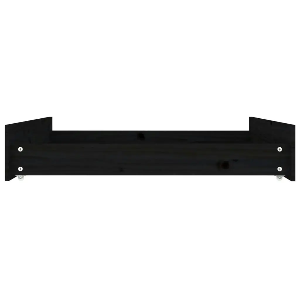 Bed Drawers 2 pcs Black Solid Wood Pine 814983