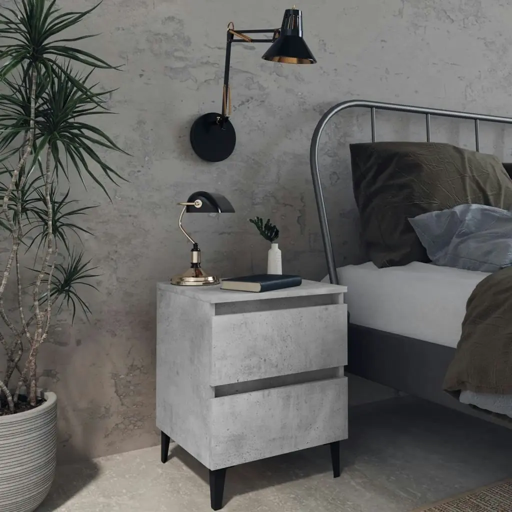 Bed Cabinet Concrete Grey 40x35x50 cm Engineered Wood 805877