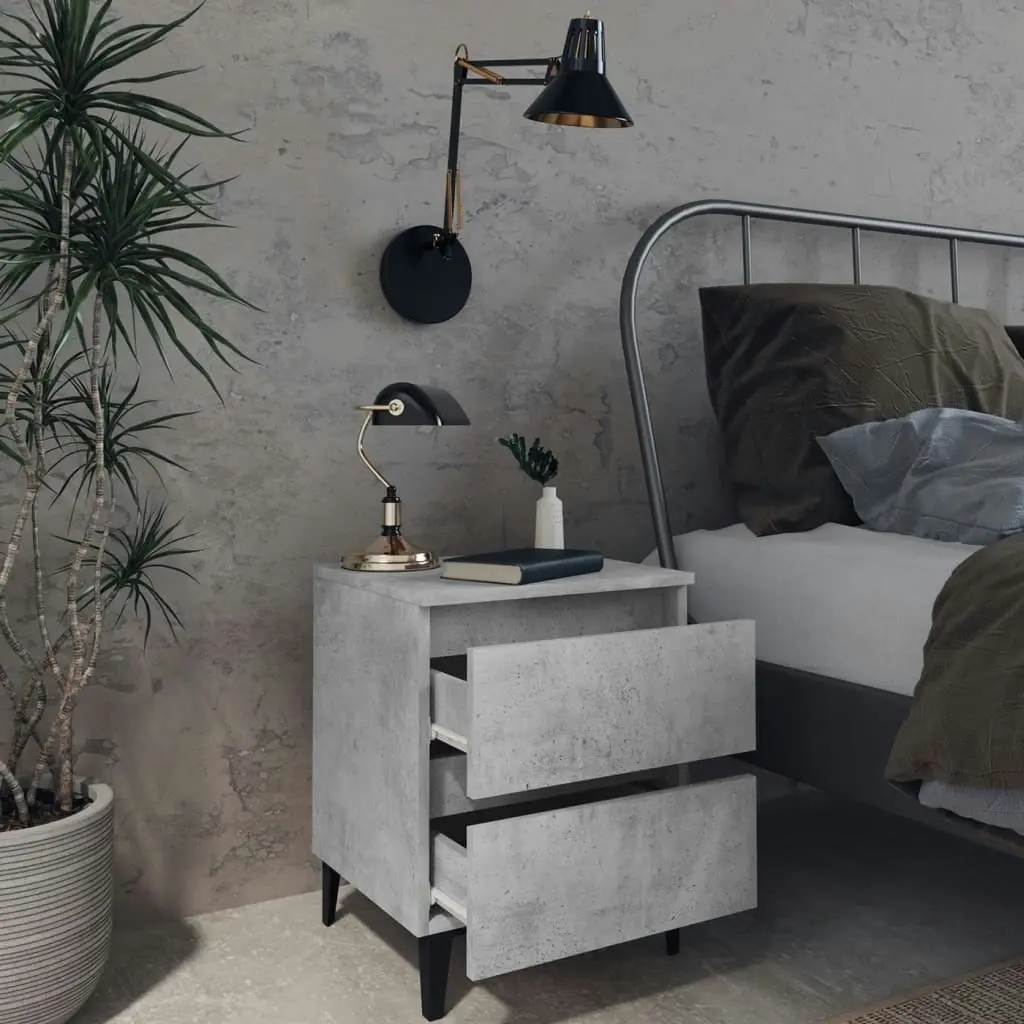 Bed Cabinet Concrete Grey 40x35x50 cm Engineered Wood 805877