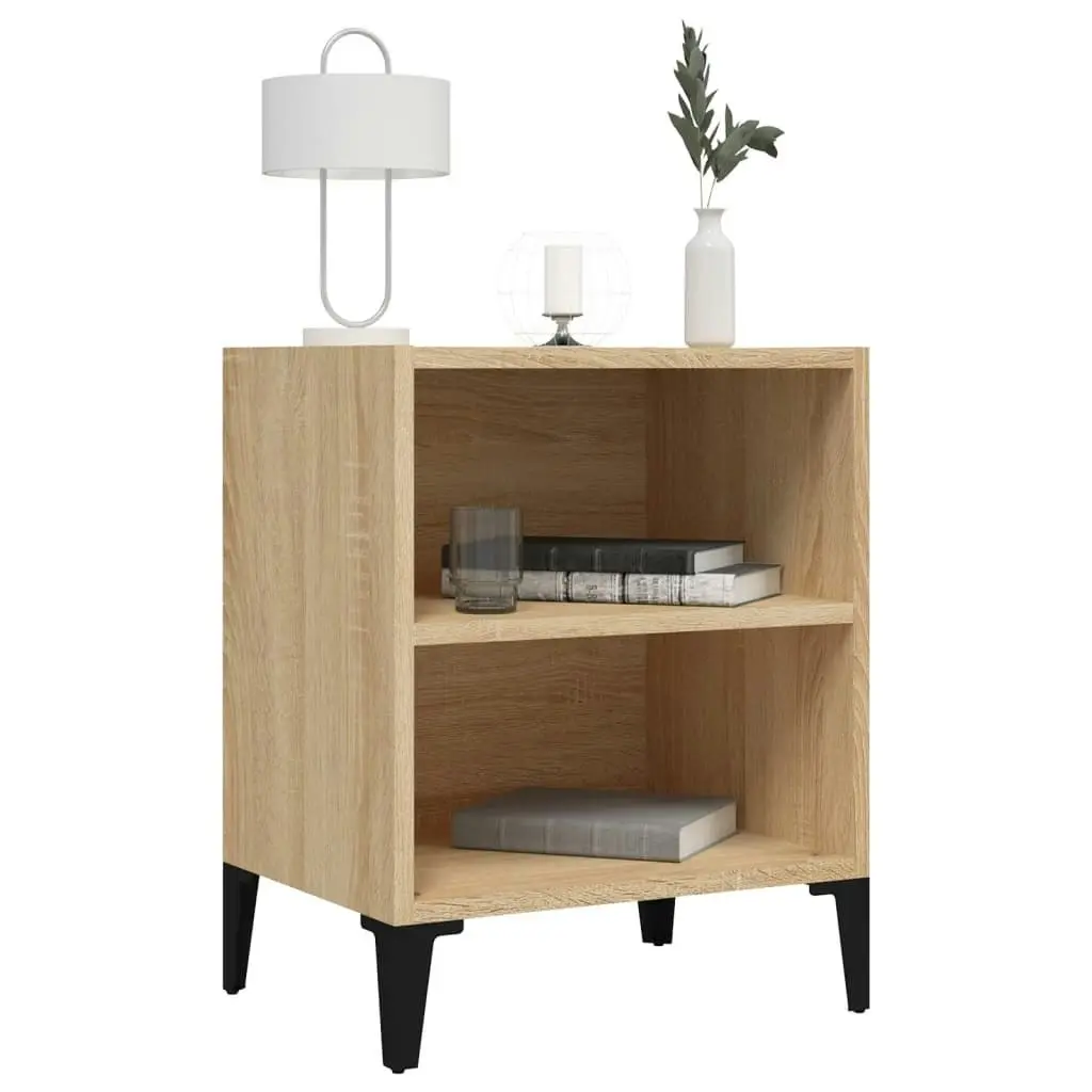 Bed Cabinet with Metal Legs Sonoma Oak 40x30x50 cm 805803