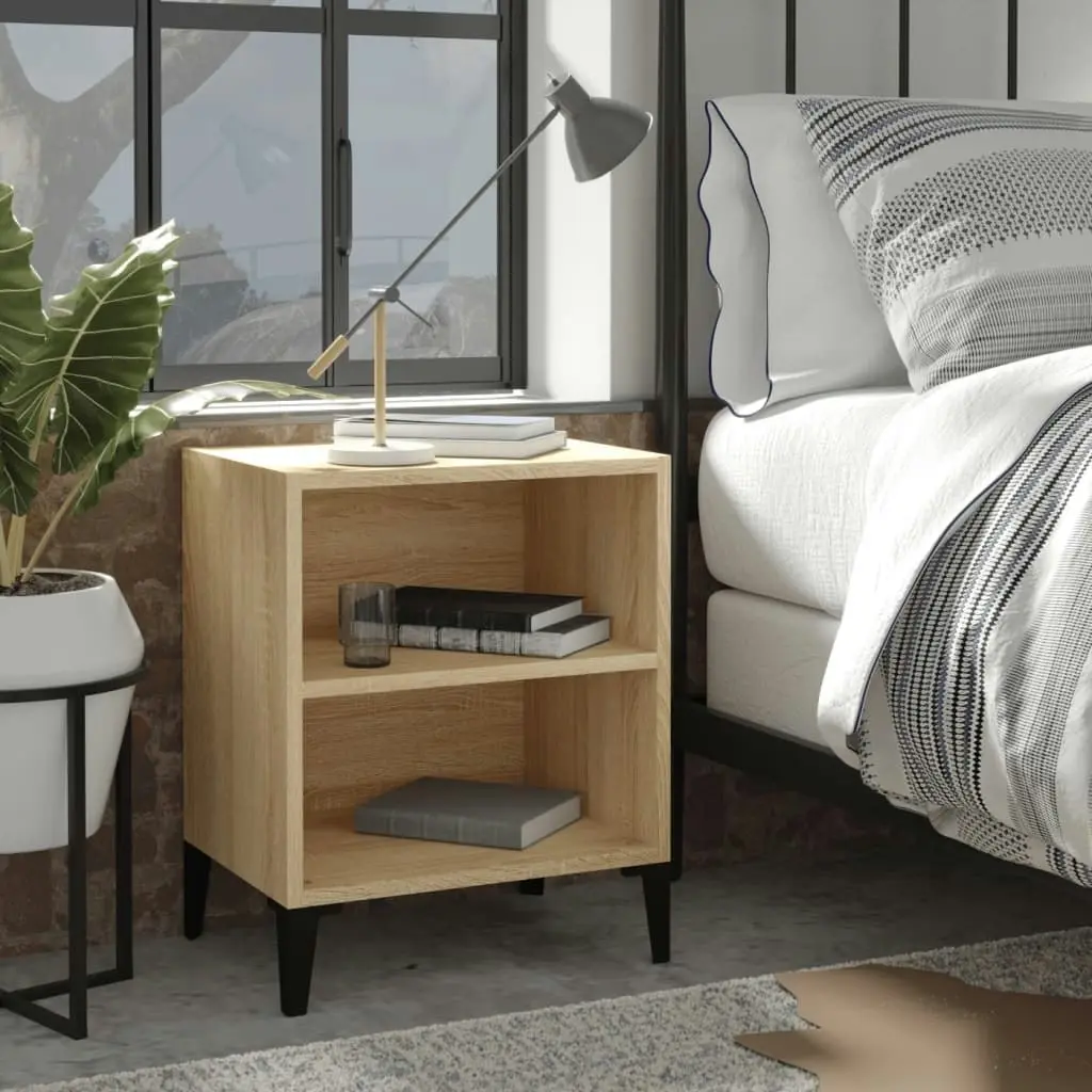 Bed Cabinet with Metal Legs Sonoma Oak 40x30x50 cm 805803