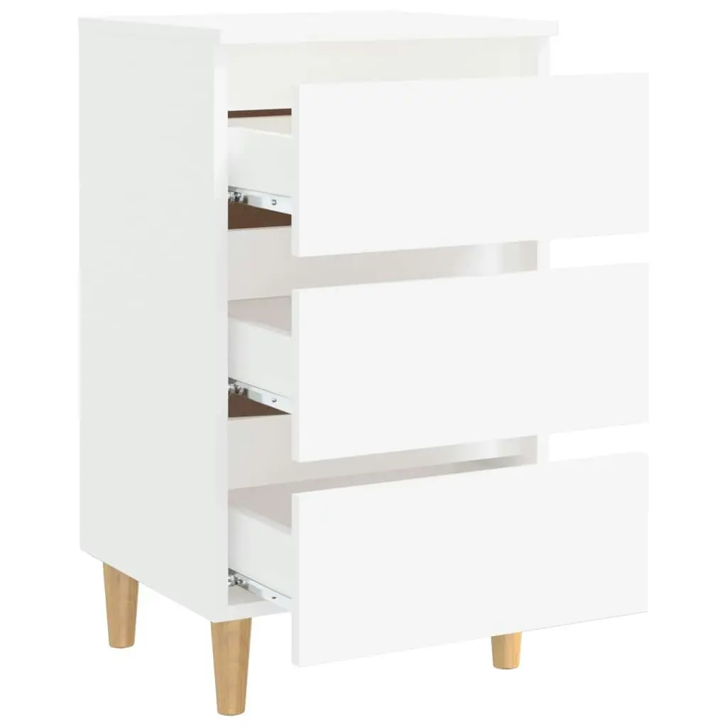 Bed Cabinet with Solid Wood Legs White 40x35x69 cm 805887