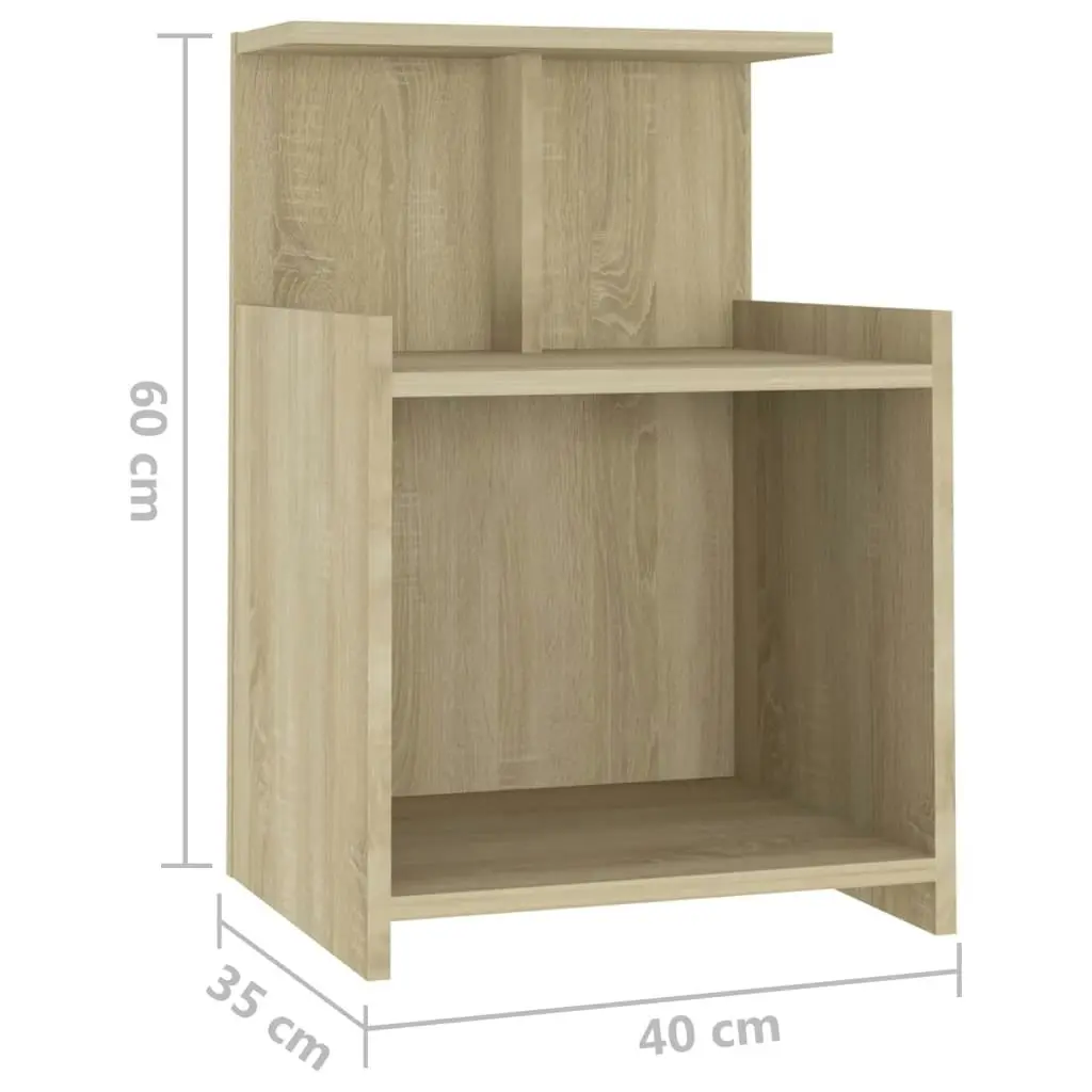 Bed Cabinets 2 pcs Sonoma Oak 40x35x60 cm Engineered Wood 806182