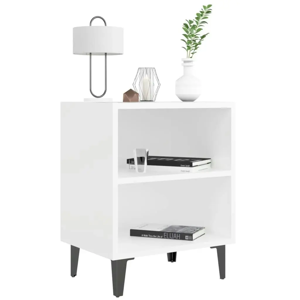 Bed Cabinets with Metal Legs 2 pcs White 40x30x50 cm 805798