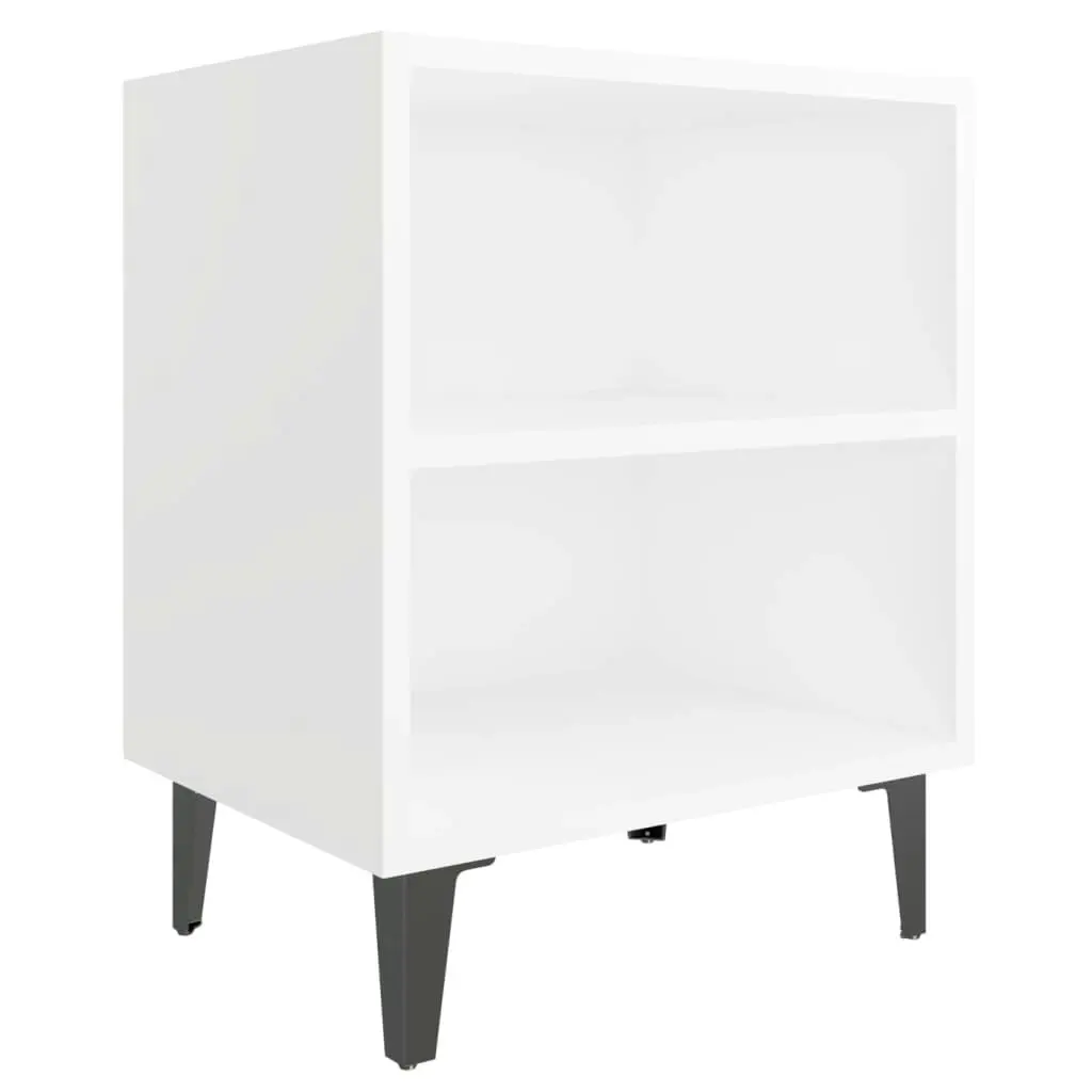 Bed Cabinets with Metal Legs 2 pcs White 40x30x50 cm 805798