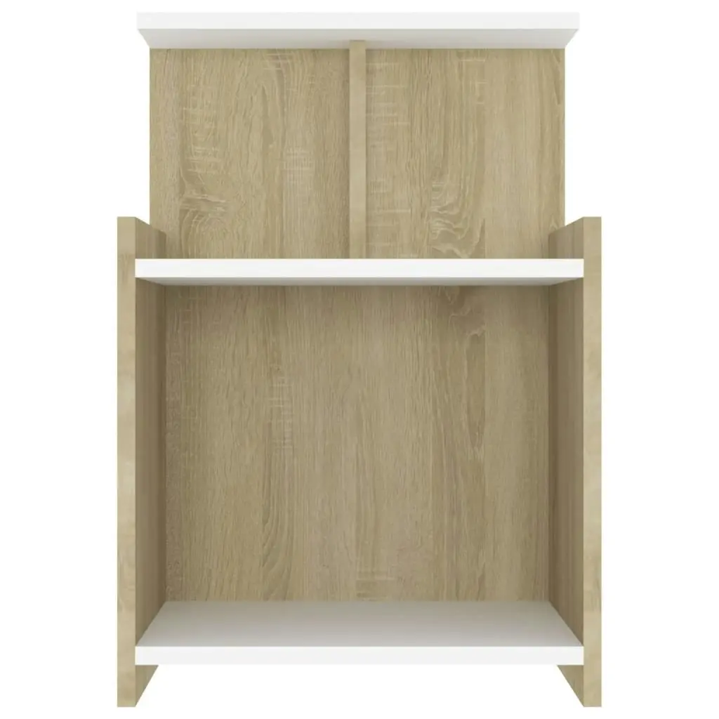 Bed Cabinets 2 pcs White and Sonoma Oak 40x35x60 cm Engineered Wood 806186