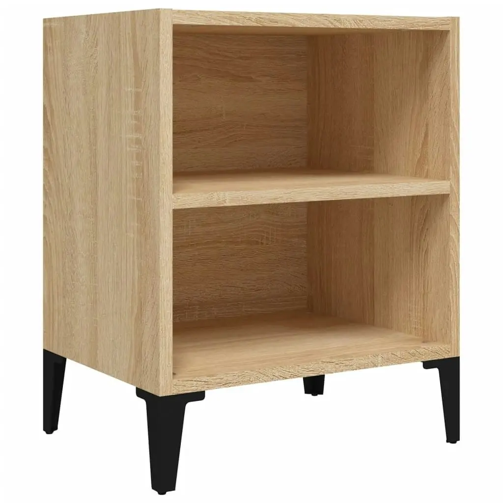 Bed Cabinets with Metal Legs 2 pcs Sonoma Oak 40x30x50 cm 805804