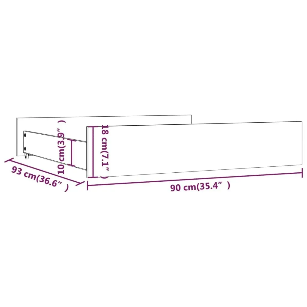 Bed Drawers 2 pcs White Solid Wood Pine 814980