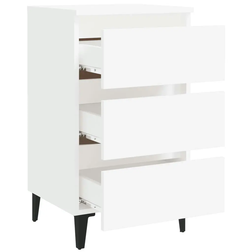 Bed Cabinet with Metal Legs White 40x35x69 cm 805905