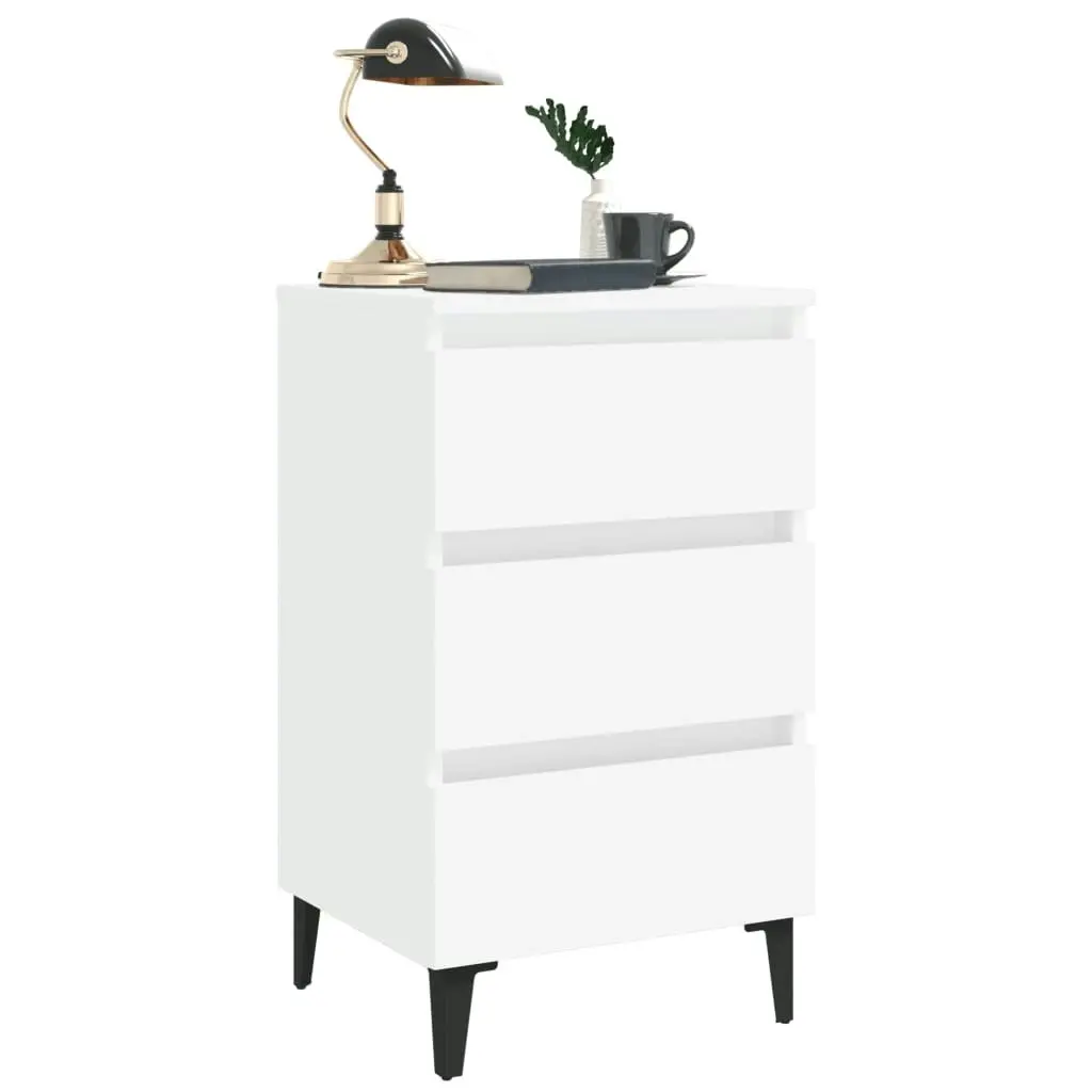 Bed Cabinet with Metal Legs White 40x35x69 cm 805905