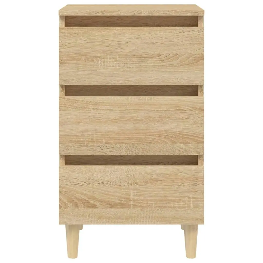 Bed Cabinet with Solid Wood Legs Sonoma Oak 40x35x69 cm 805893