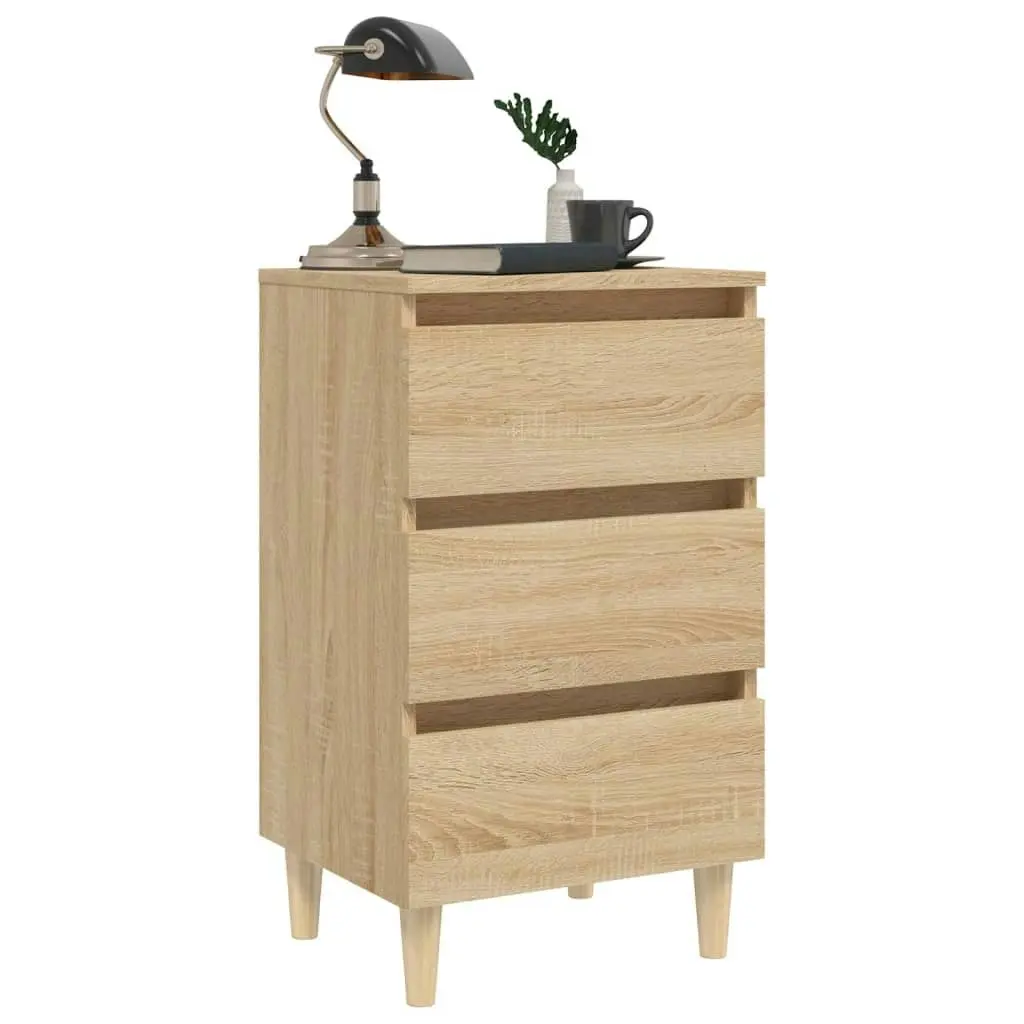 Bed Cabinet with Solid Wood Legs Sonoma Oak 40x35x69 cm 805893