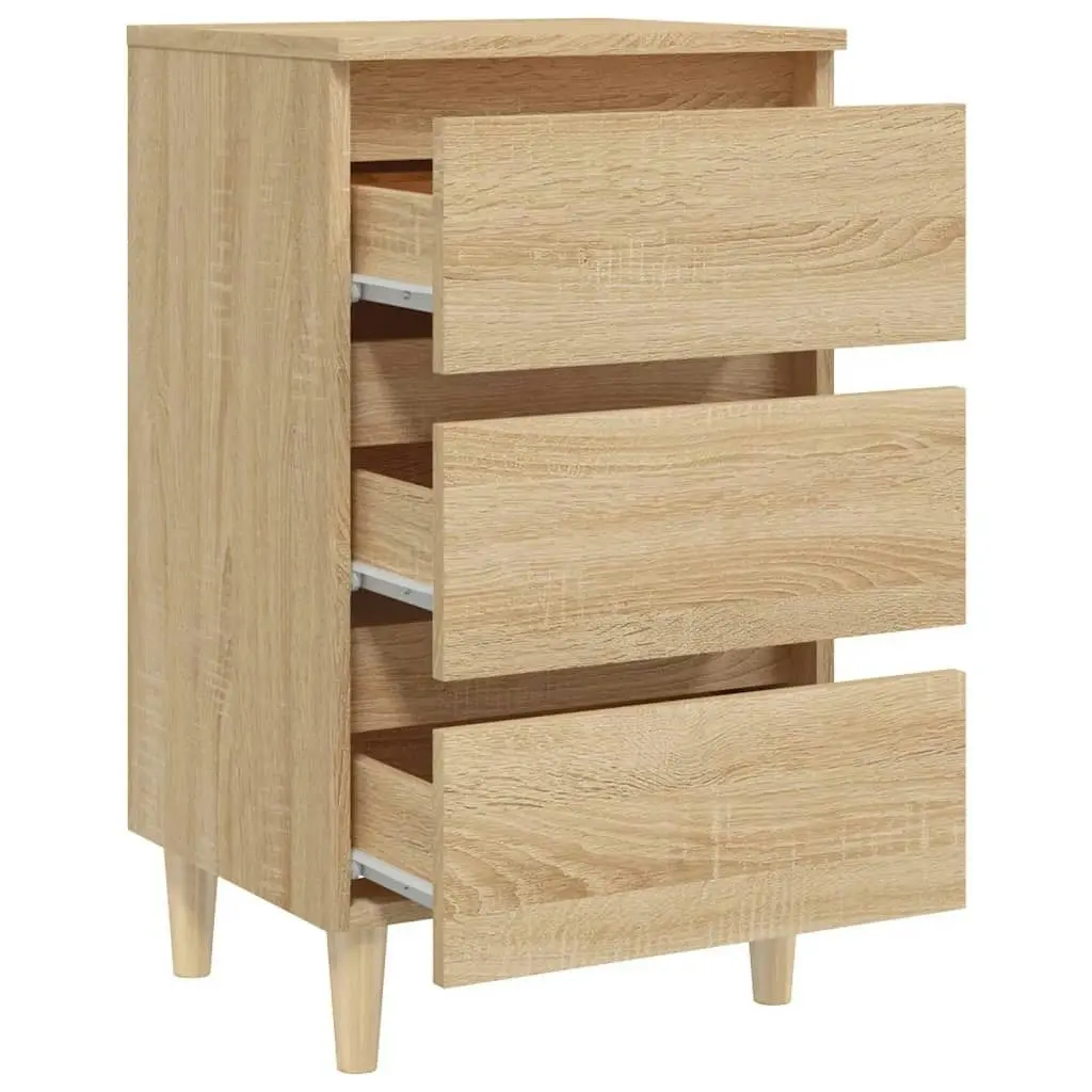 Bed Cabinet with Solid Wood Legs Sonoma Oak 40x35x69 cm 805893