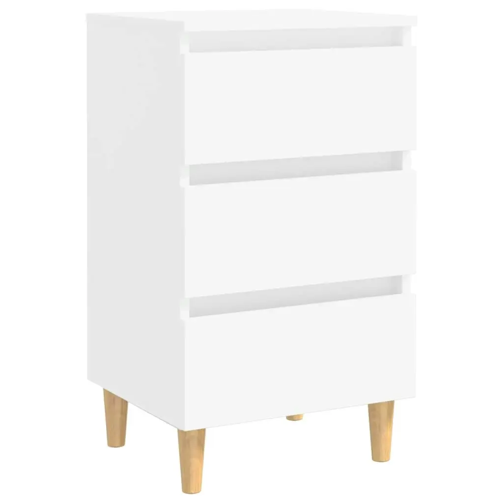 Bed Cabinets with Solid Wood Legs 2 pcs White 40x35x69 cm 805888