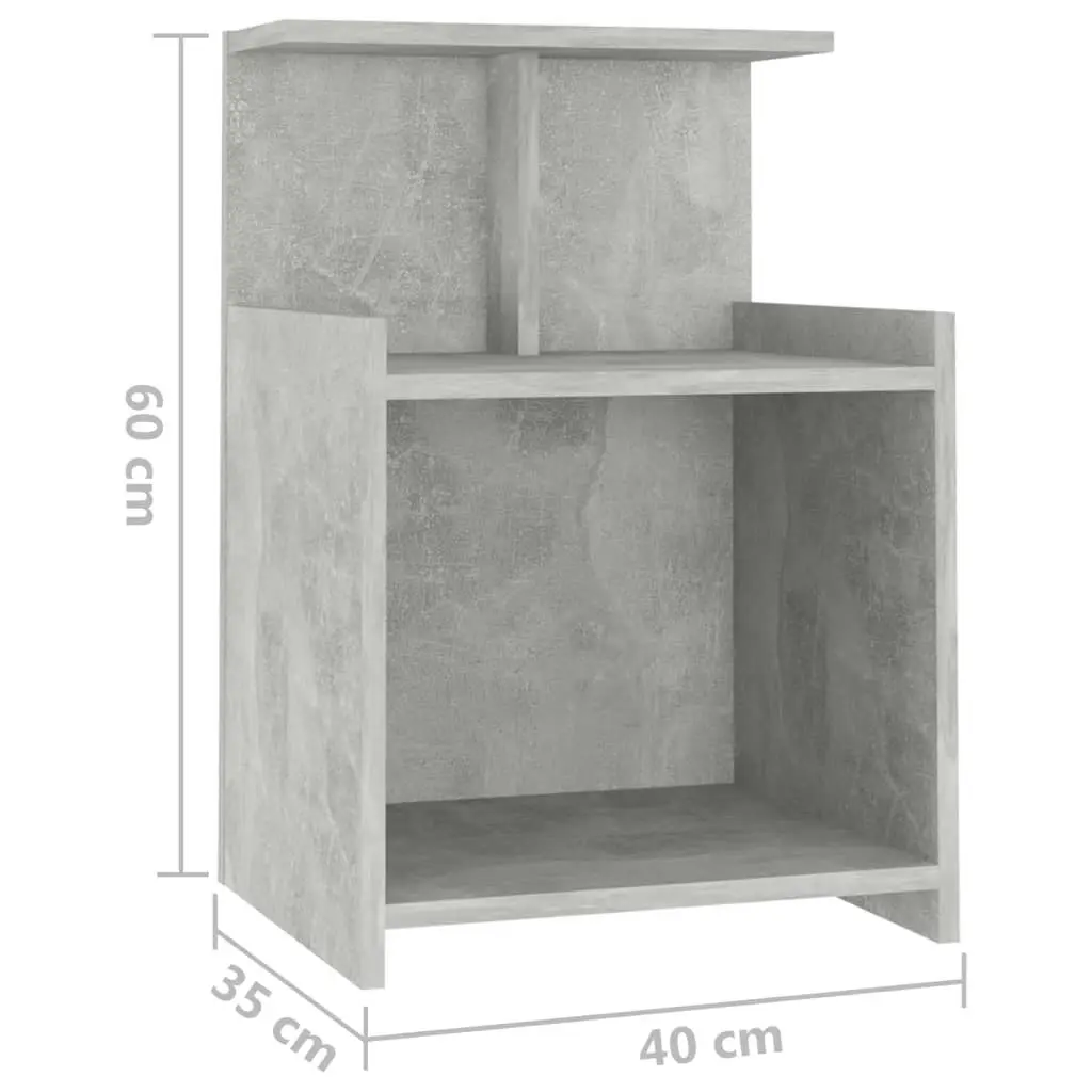 Bed Cabinet Concrete Grey 40x35x60 cm Engineered Wood 806183