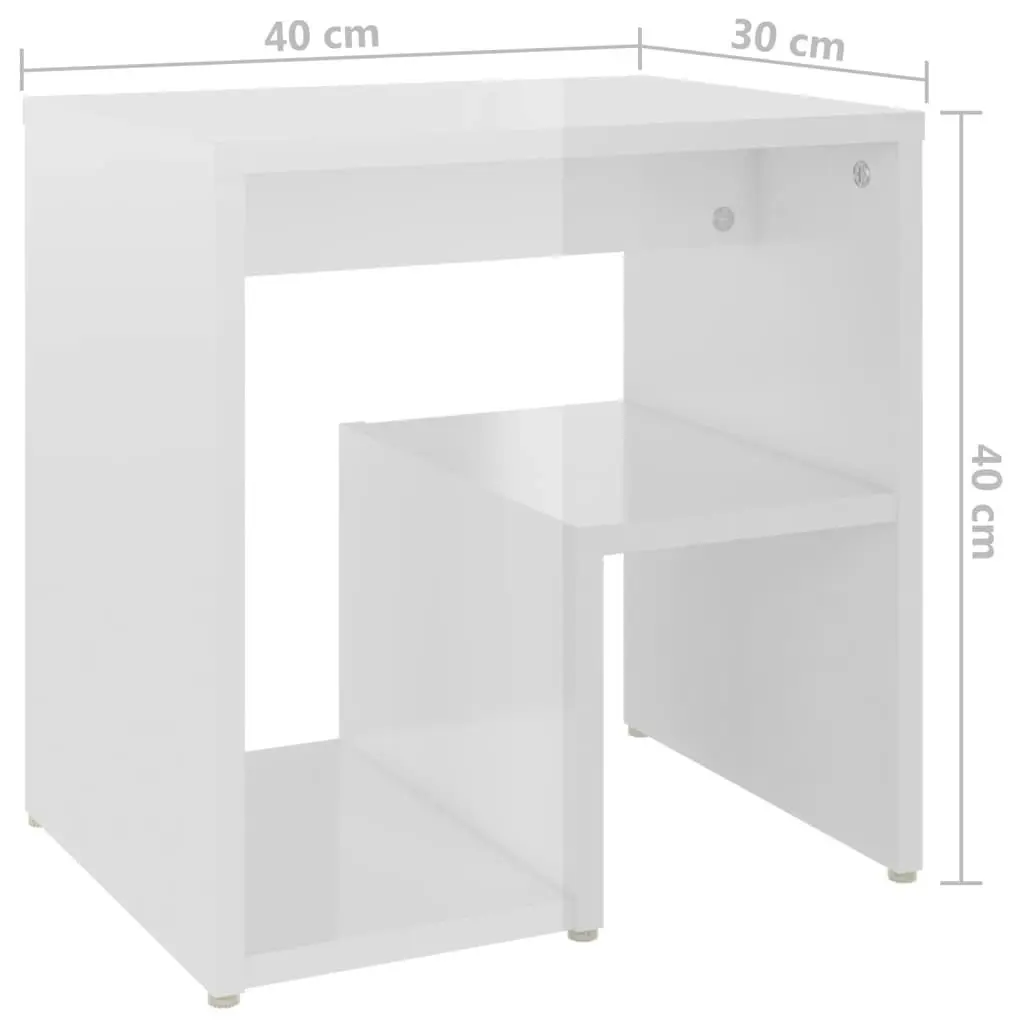 Bed Cabinets 2 pcs High Gloss White 40x30x40 cm Engineered Wood 806341