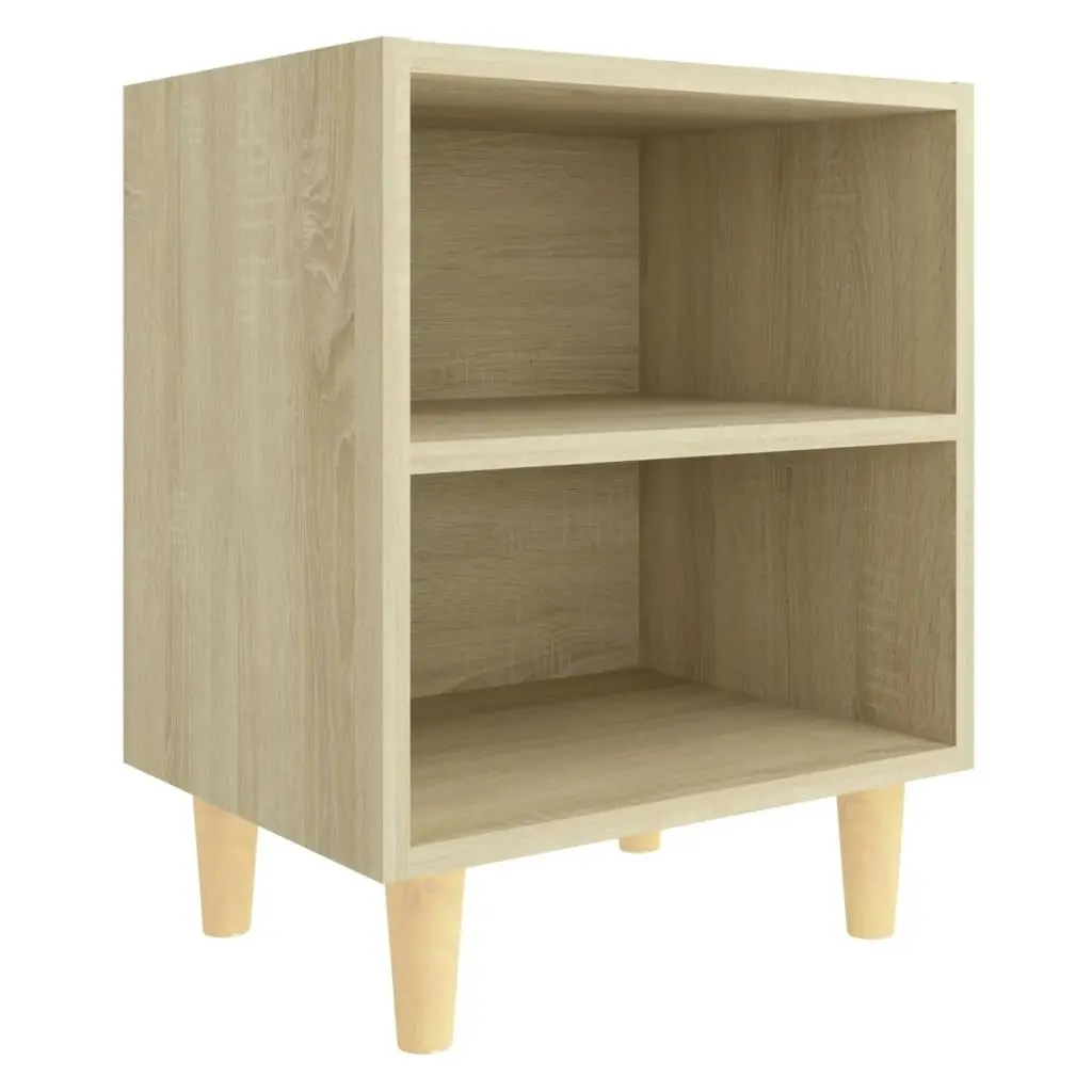 Bed Cabinets with Solid Wood Legs 2 pcs Sonoma Oak 40x30x50 cm 805786