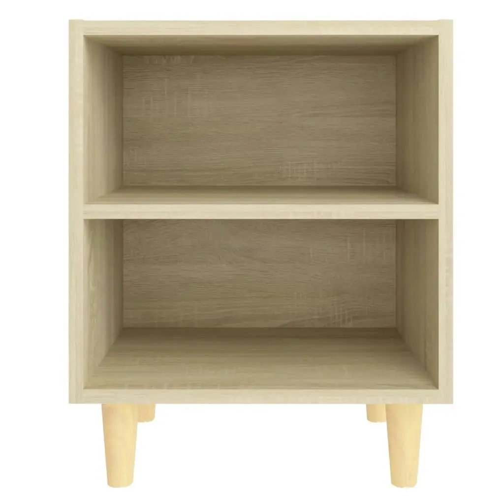 Bed Cabinets with Solid Wood Legs 2 pcs Sonoma Oak 40x30x50 cm 805786