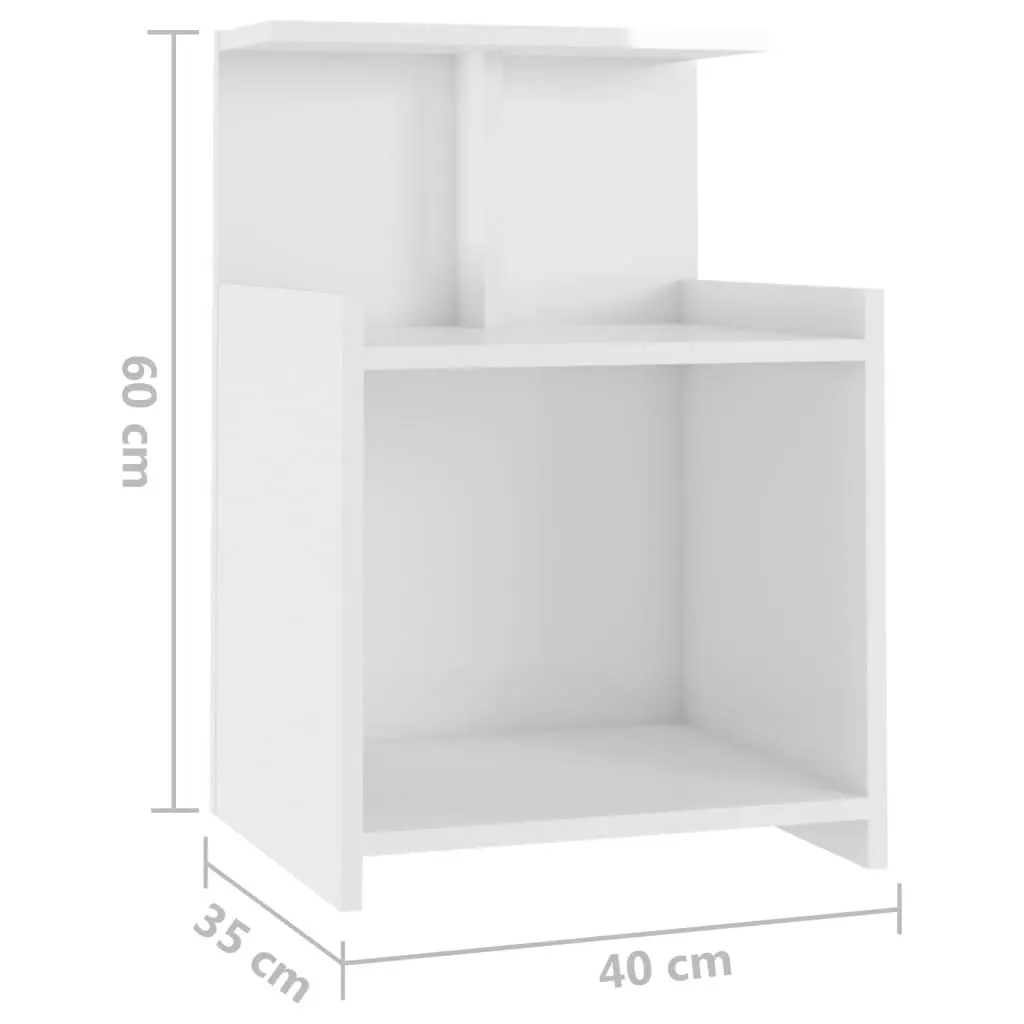 Bed Cabinet High Gloss White 40x35x60 cm Engineered Wood 806187