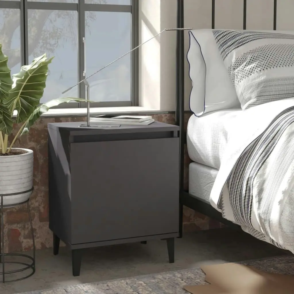 Bed Cabinet with Metal Legs Grey 40x30x50 cm 805837