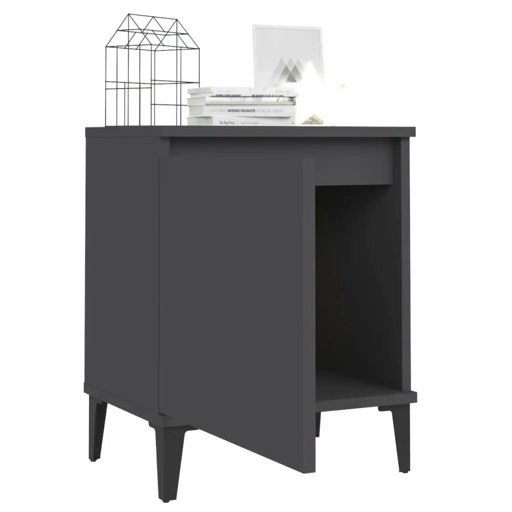 Bed Cabinet with Metal Legs Grey 40x30x50 cm 805837