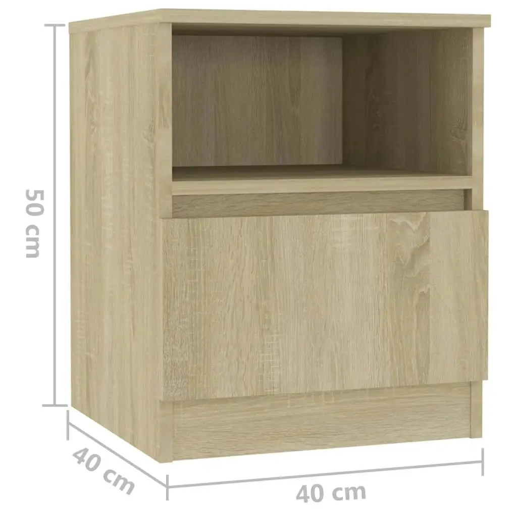 Bed Cabinets 2 pcs Sonoma Oak 40x40x50 cm Engineered Wood 806164