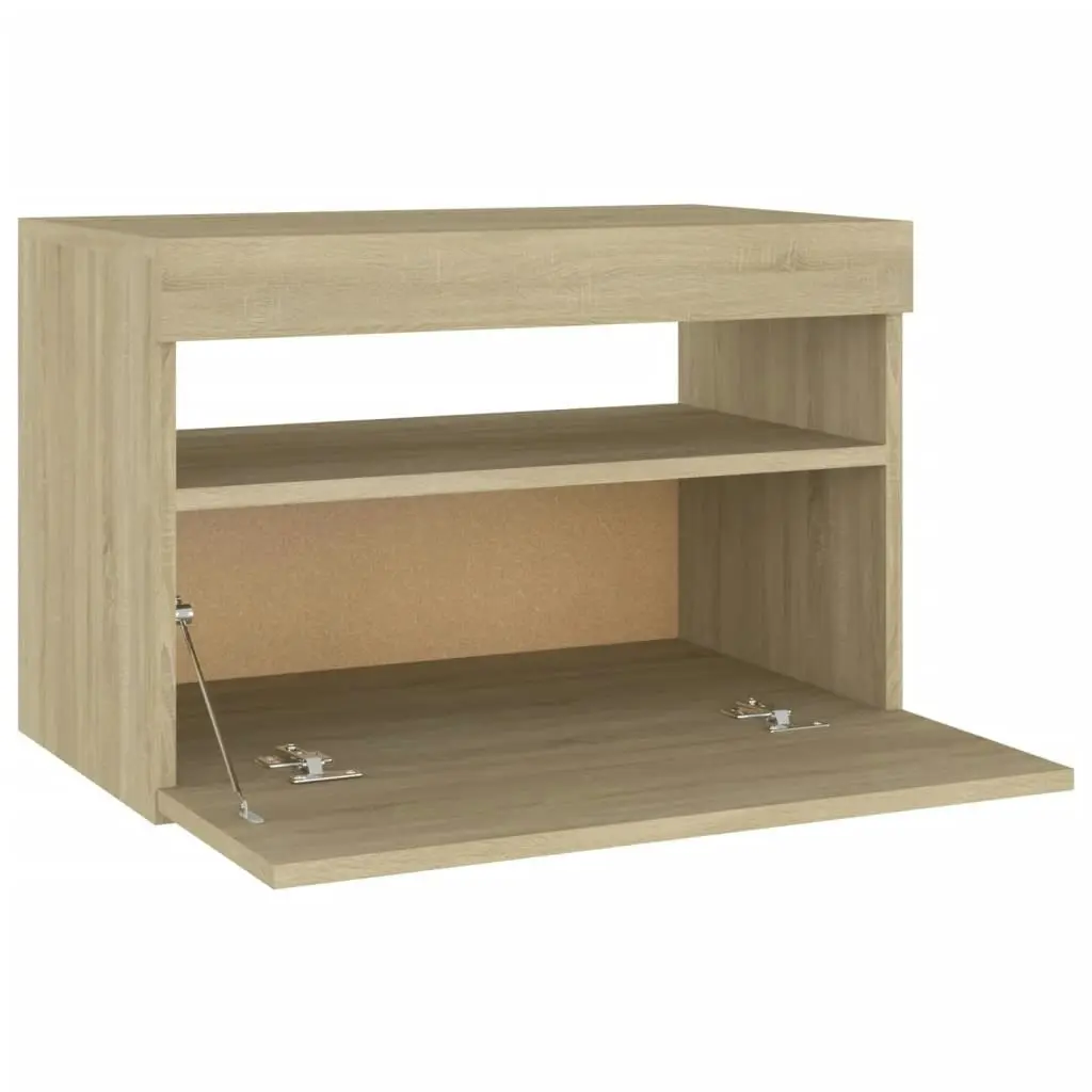 Bedside Cabinet & LED Lights 2 pcs Sonoma Oak 60x35x40 cm 3082781