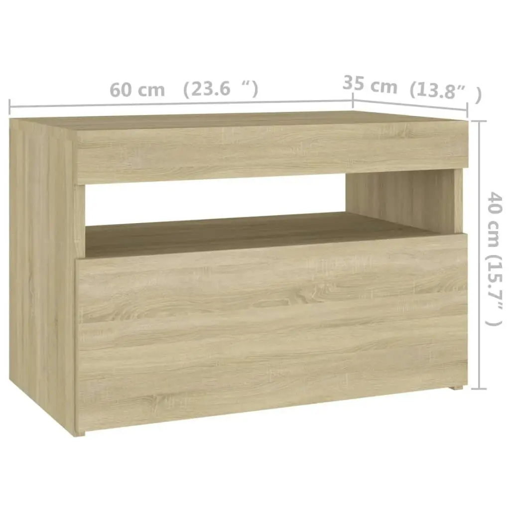 Bedside Cabinet & LED Lights 2 pcs Sonoma Oak 60x35x40 cm 3082781