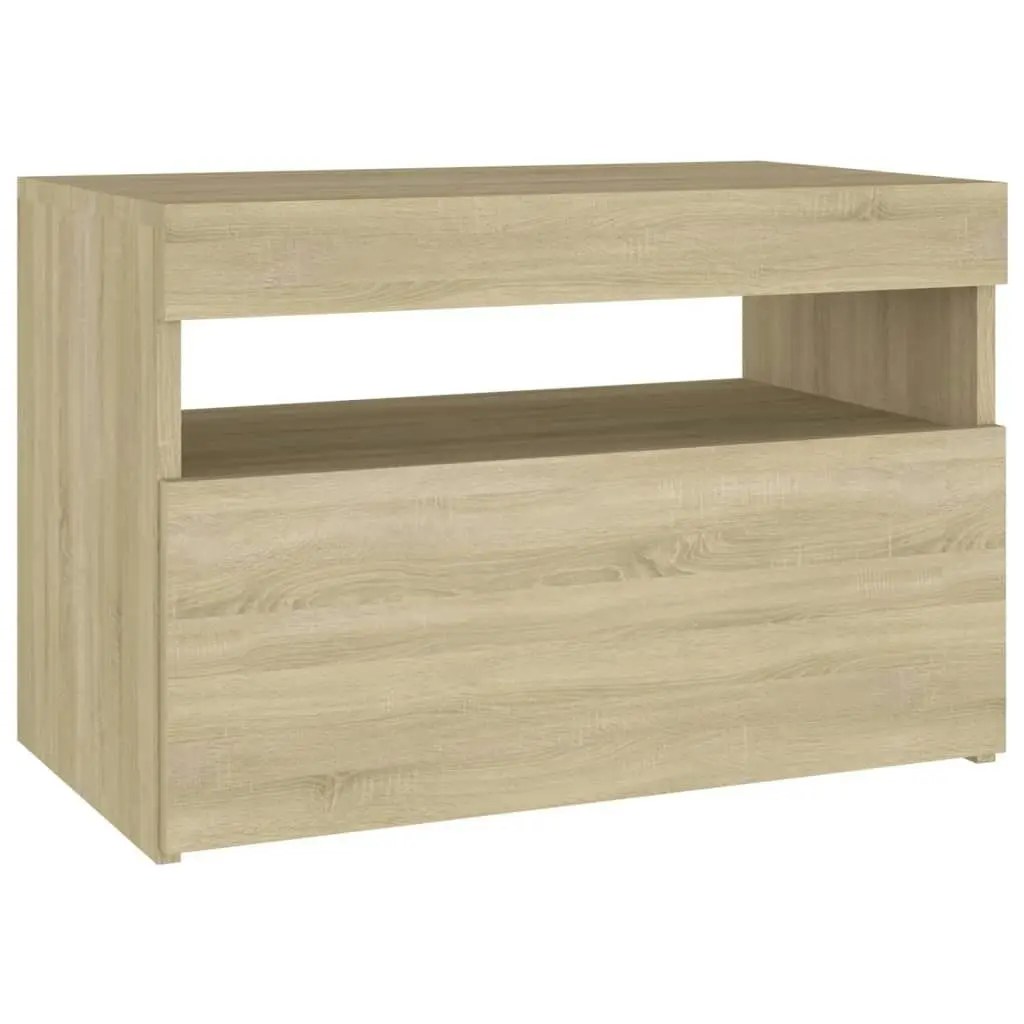 Bedside Cabinet & LED Lights 2 pcs Sonoma Oak 60x35x40 cm 3082781