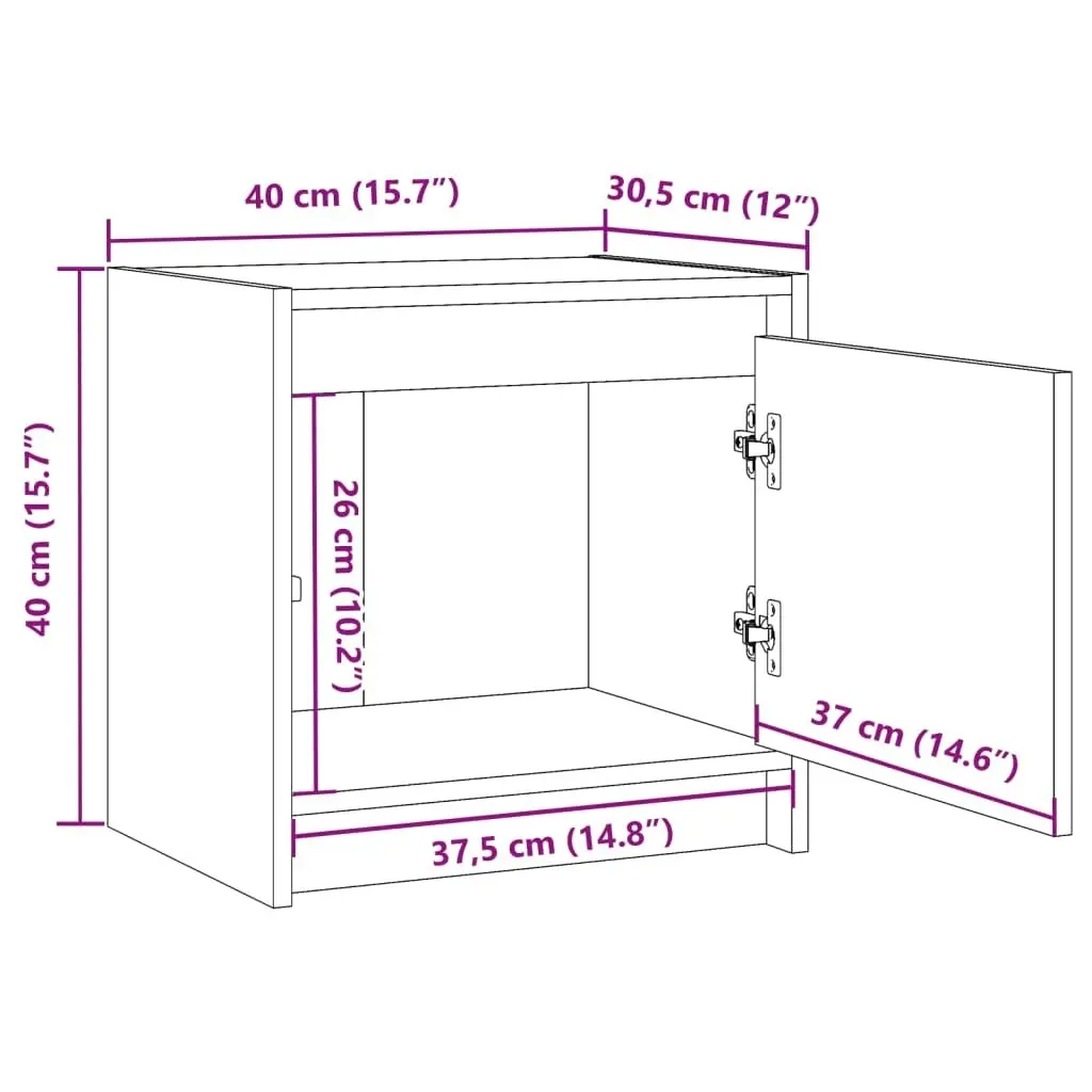 Bedside Cabinet 40x30.5x40 cm Solid Pinewood 808113