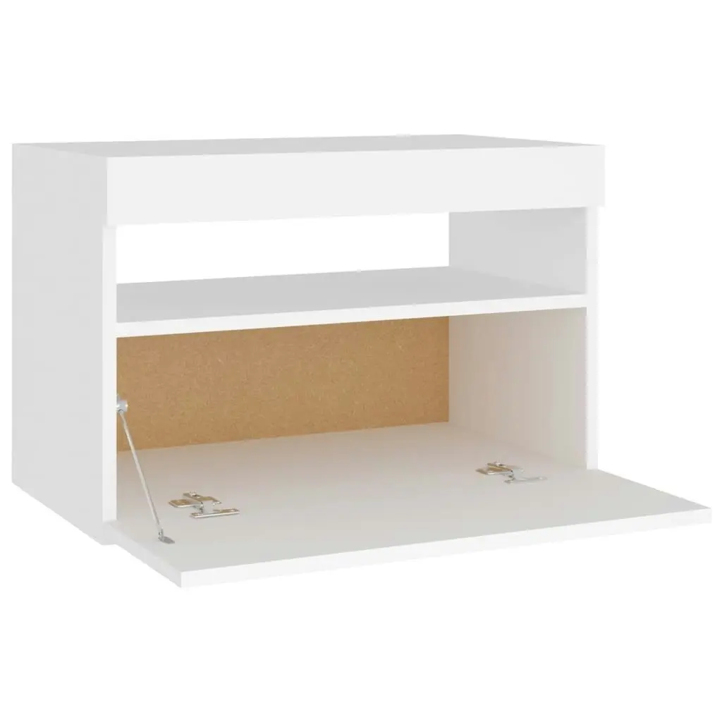 Bedside Cabinet & LED Lights White 60x35x40 cm Engineered Wood 3082774