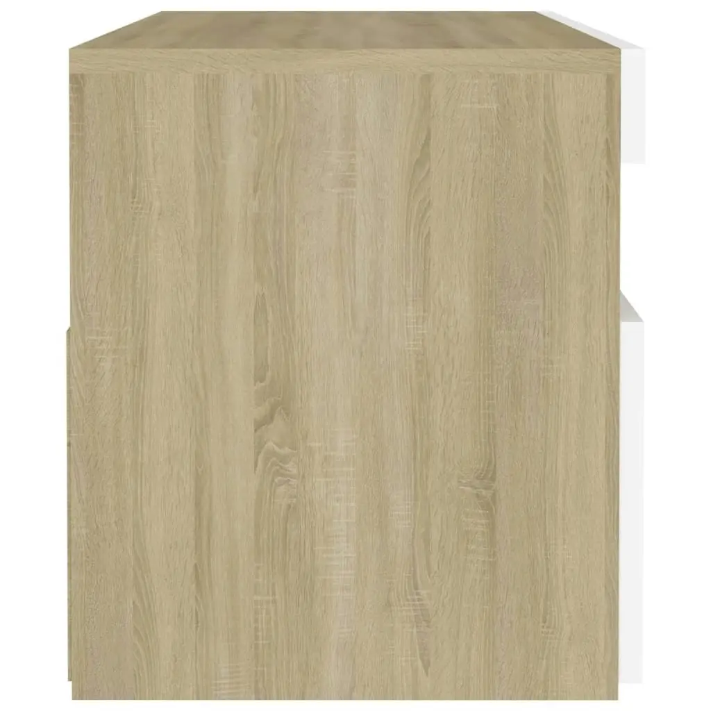 Bedside Cabinet & LED Lights 2 pcs White and Sonoma Oak 60x35x40 cm 3082785