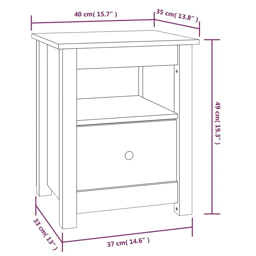 Bedside Cabinet 40x35x49 cm Solid Wood Pine 813709