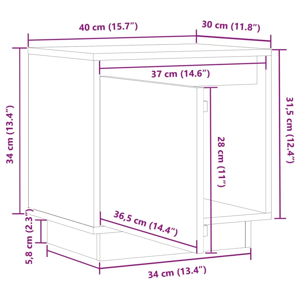 Bedside Cabinet 40x30x40 cm Solid Wood Pine 813305