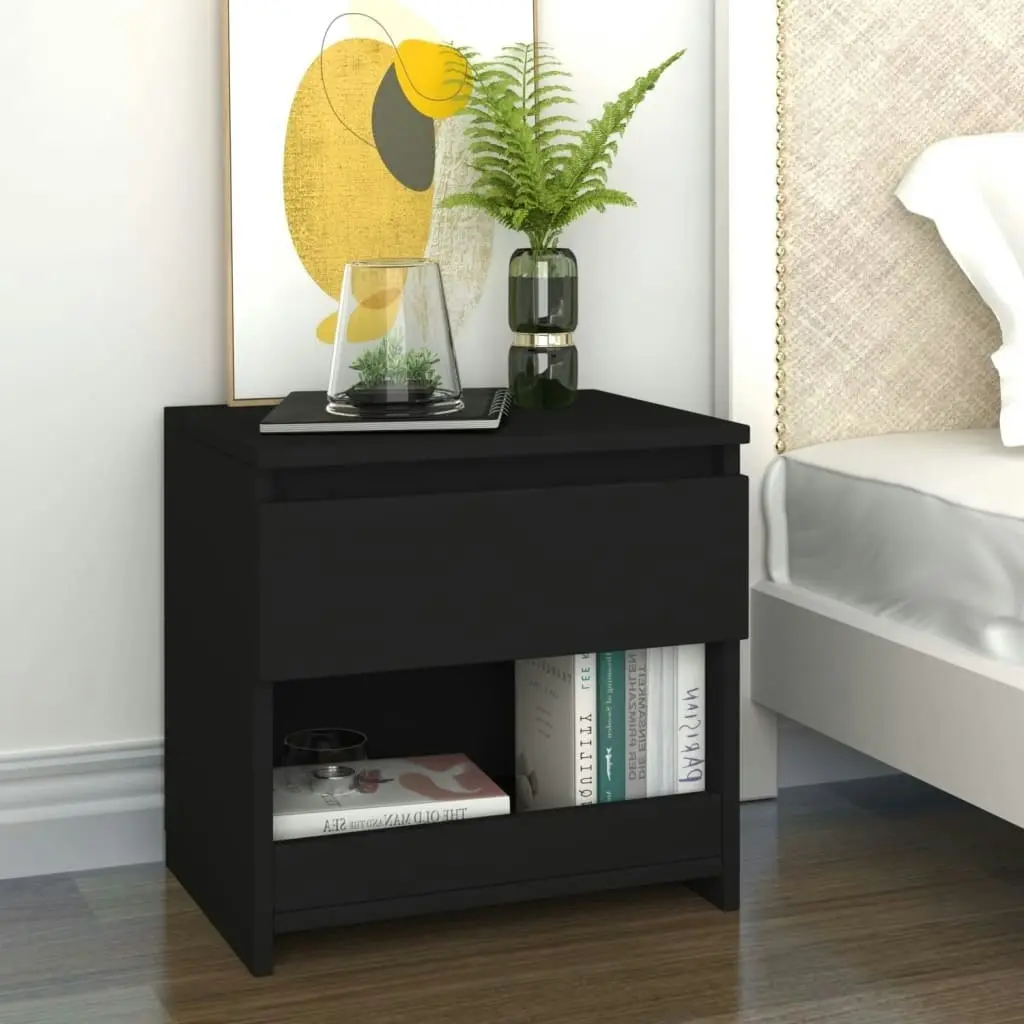 Bedside Cabinet Black 40x30x39 cm Engineered Wood 803445