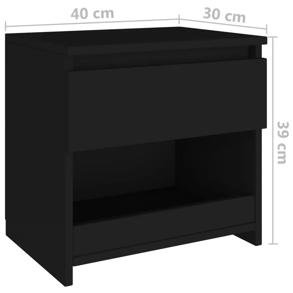 Bedside Cabinet Black 40x30x39 cm Engineered Wood 803445