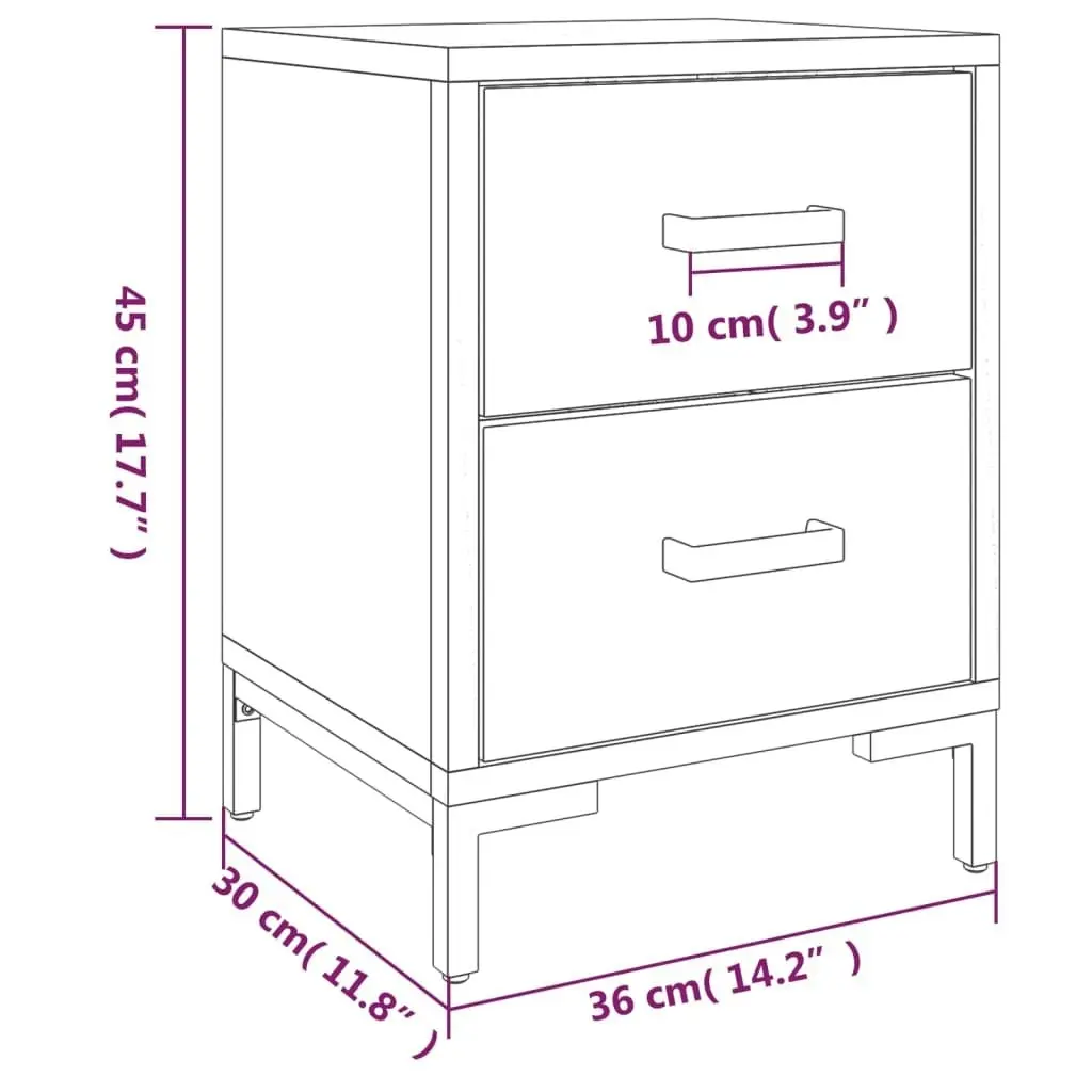 Bedside Cabinet Black 36x30x45 cm Solid Pinewood 349912