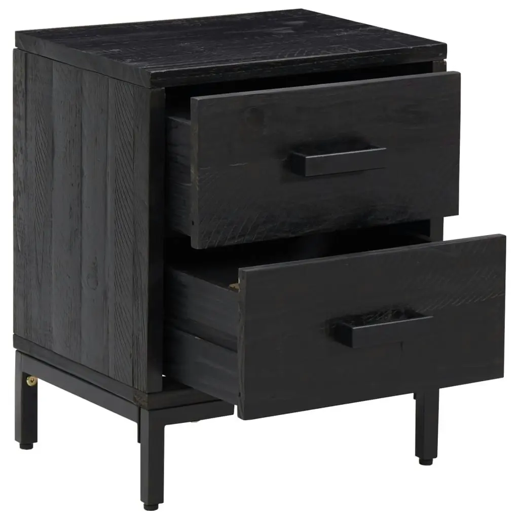 Bedside Cabinet Black 36x30x45 cm Solid Pinewood 349912