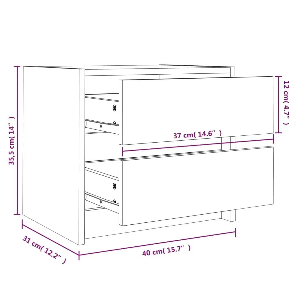 Bedside Cabinet 40x31x35.5 cm Solid Wood Pine 836135