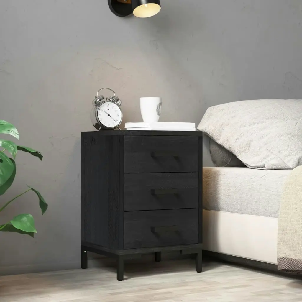 Bedside Cabinet Black 40x30x55 cm Solid Pinewood 349914