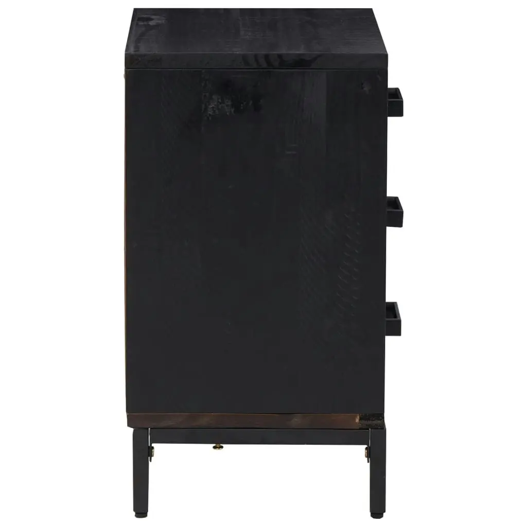 Bedside Cabinet Black 40x30x55 cm Solid Pinewood 349914