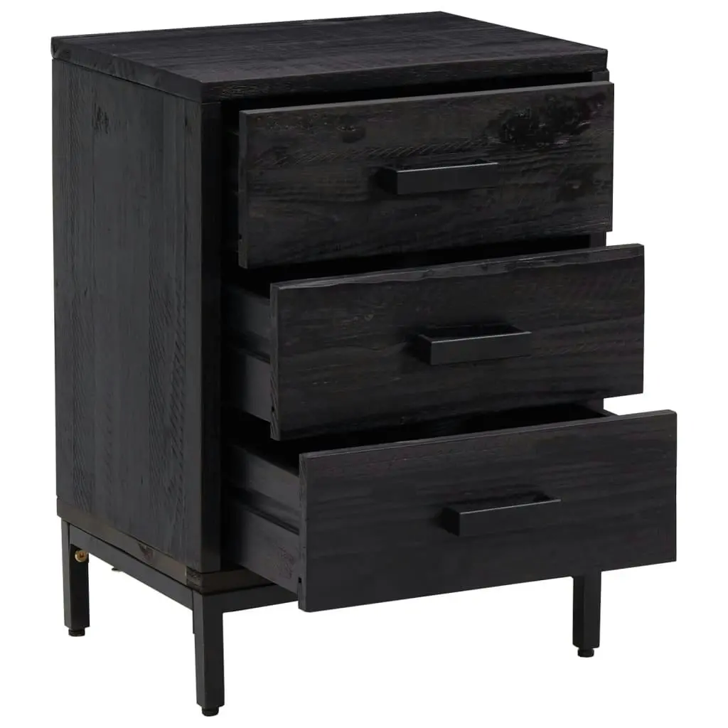 Bedside Cabinet Black 40x30x55 cm Solid Pinewood 349914