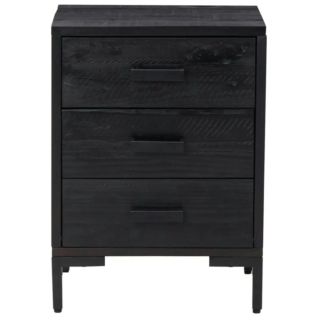 Bedside Cabinet Black 40x30x55 cm Solid Pinewood 349914